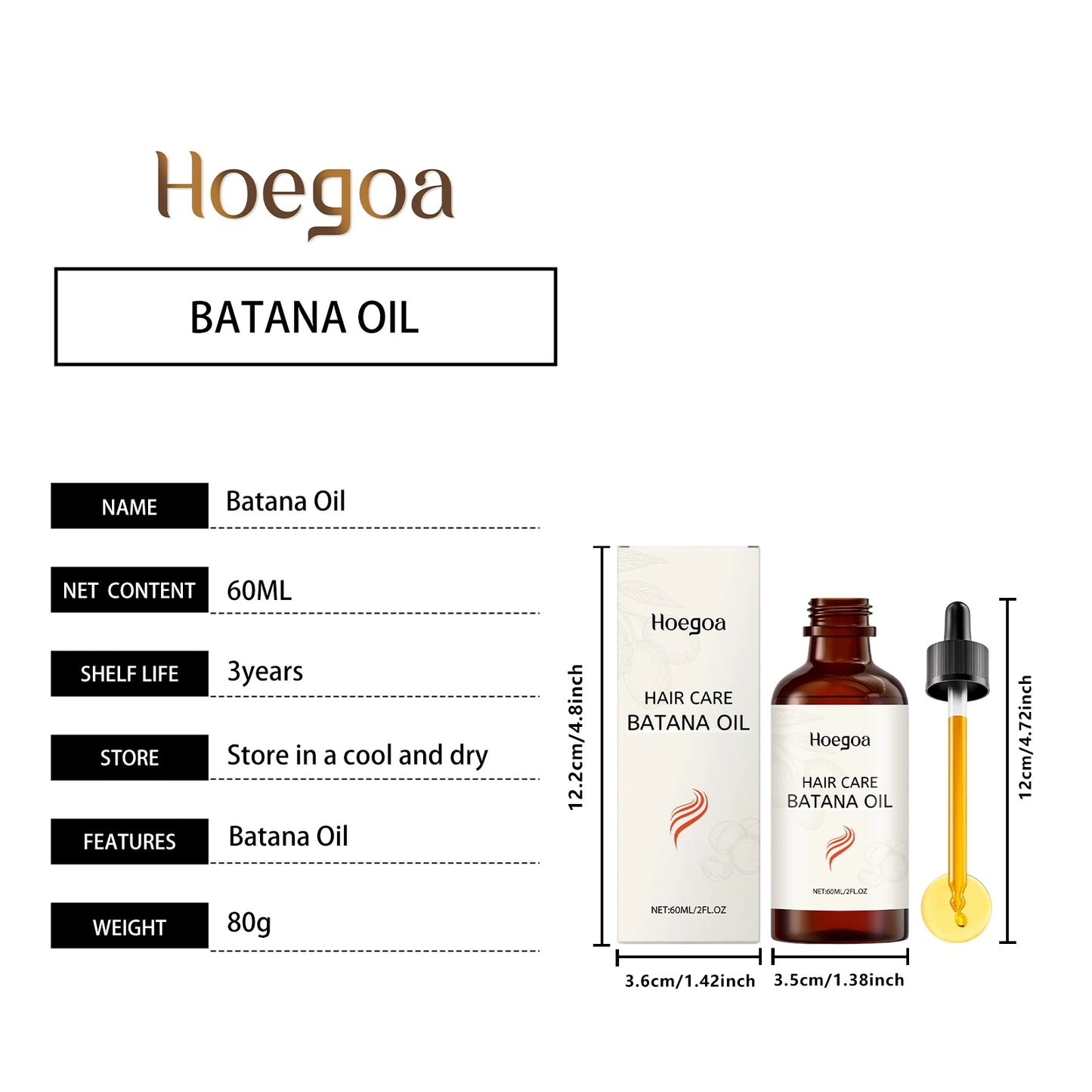 60ml Batana Hair Care Essential Oil Repair Damaged Strengthen Roots Anti-Breakage Oils Scalp Care For Men & Women Hair Care