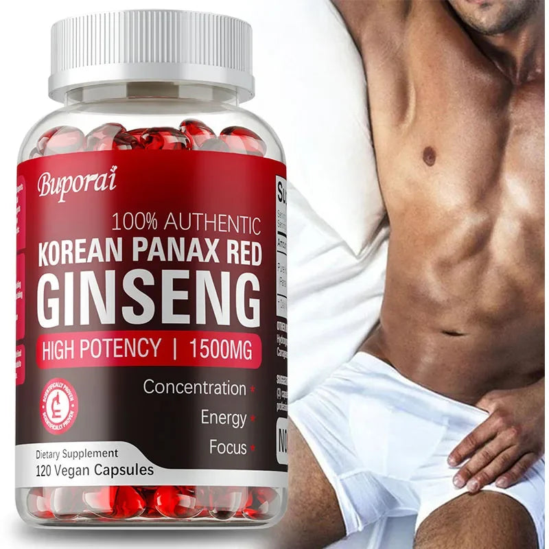 Korean Red Panax Ginseng Supplement - Enhances Endurance,Strength and Mood Balance Strong for Energy, Stamina and Focus - 120pcs