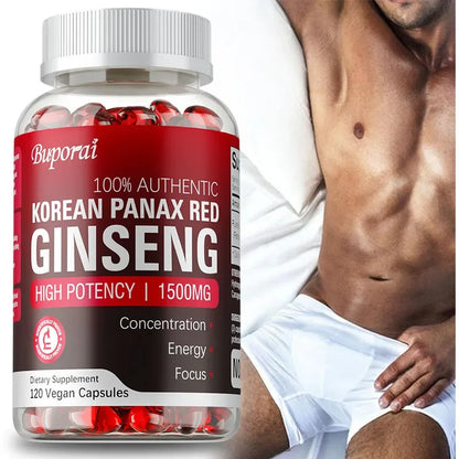 Korean Red Panax Ginseng Supplement - Enhances Endurance,Strength and Mood Balance Strong for Energy, Stamina and Focus - 120pcs