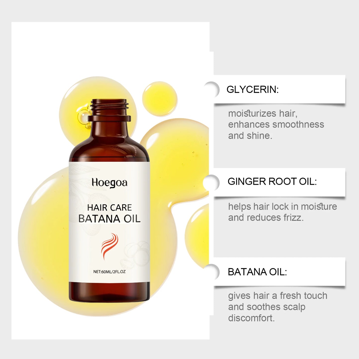 60ml Batana Hair Care Essential Oil Repair Damaged Strengthen Roots Anti-Breakage Oils Scalp Care For Men & Women Hair Care