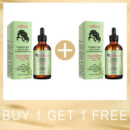 EELHOE Natural Rosemary Hair Growth Essential Oil Dandruff Treatment for Scalp Professional Hair Care Anti Hair Loss Serum 60ml